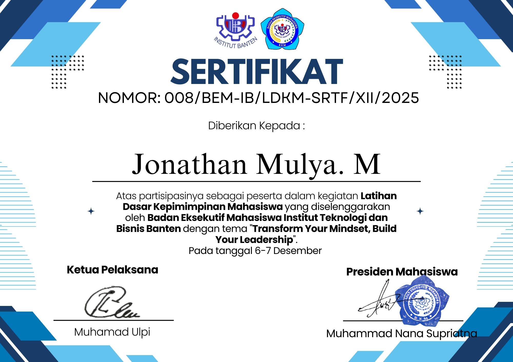 Latihan Dasar Kepimpinan Mahasiswa (LDKM)
